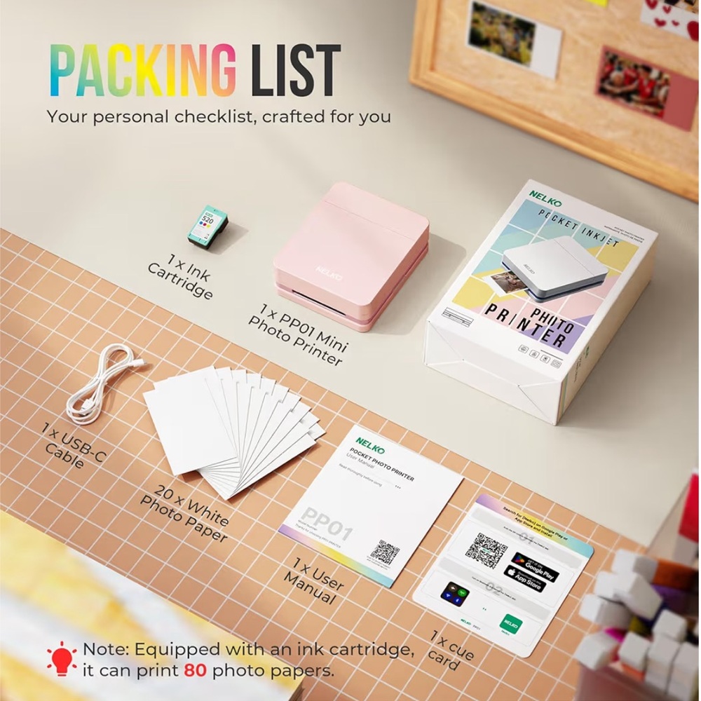 Photo Printer, PP01 Color Mini Portable Printer - Picture 3 of 4
